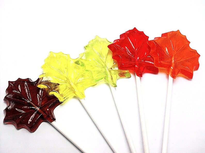 12 MAPLE LEAF LOLLIPOPS Fall Party Favors zdjęcie 4