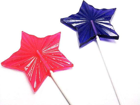 12 LARGE RADIANT STAR Lollipops on 6" Stick - Featured in Brides Magazine - Princess Party Favor Il_570xn