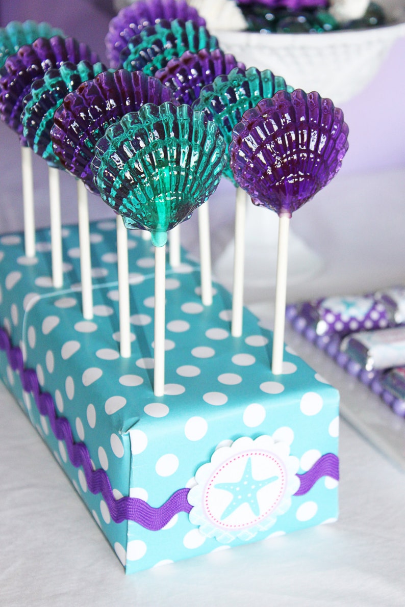 12 CLAMSHELL Lollipops Mermaid Party,Beach Wedding Party Favors image 4