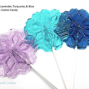 12 LARGE SNOWFLAKE LOLLIPOPS on 6" Stick - Frozen Inspired Princess Party Lollipops