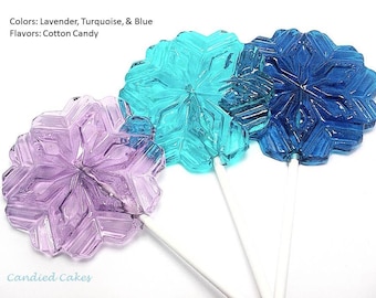 12 GROSSE SCHNEEFLOCKEN-LOLLIOPS auf 15 cm Stange - Frozen inspirierte Prinzessin Party-Lutscher