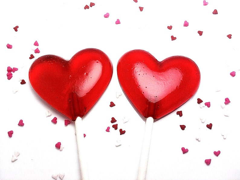 12 2 INCH HEART LOLLIPOPS Valentines Day or Wedding Lollipops image 1