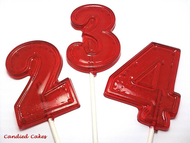12 LARGE NUMBER LOLLIPOPS Hard Candy Numbers 1 Through 9 Etsy
