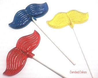 10 MUSTACHE LOLLIPOPS - Father's Day Gift, Hard Candy Lollipops