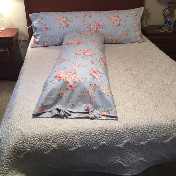 Shabby Chic Floral Body Pillow Covers With Ties Body Pillow Etsy