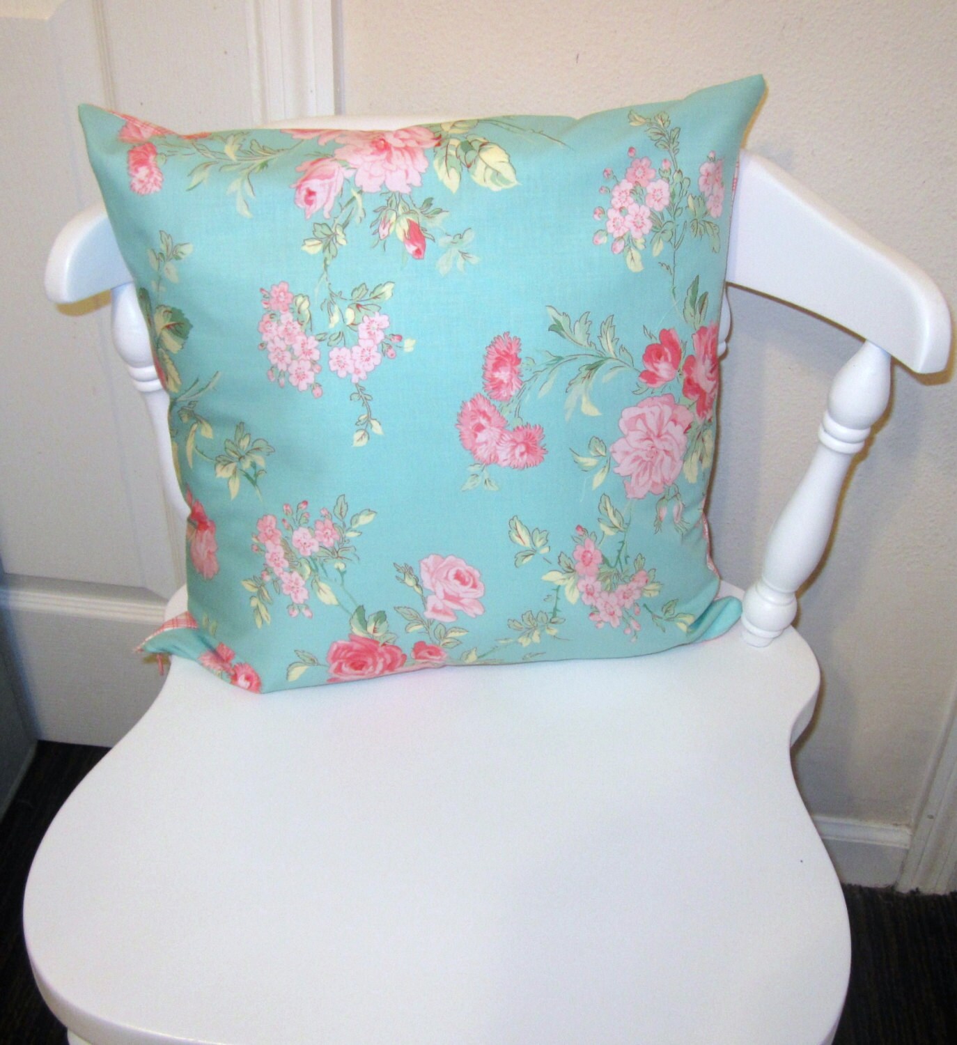 Shabby Chic Rose Throw Pillow Cover 16 X 16 with Invisible Etsy