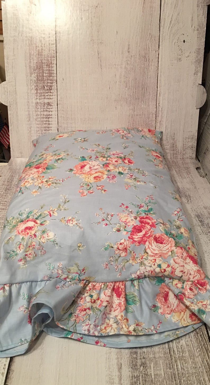 Blue Floral Shabby Chic Pillowcase / Bedding Pillowcases / Etsy