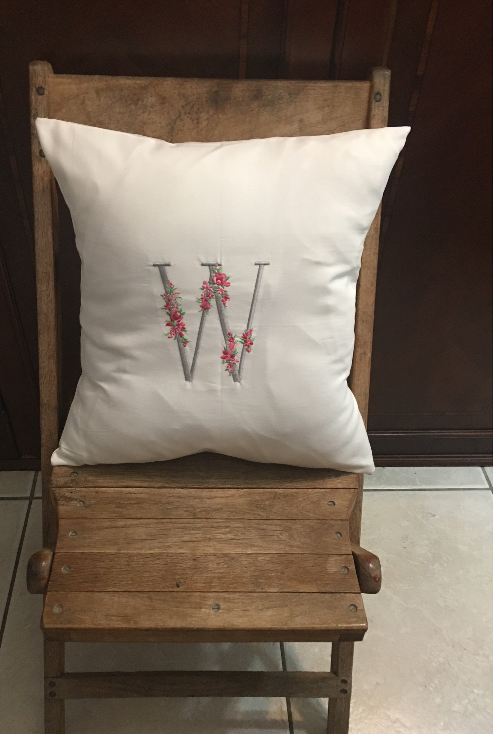 Off White Initial Embroidered Pillow Covers / Wedding Initial