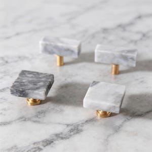 Marble And Brass Cabinet Knob, Modern Drawer Handle For Wardrobe Kitchen Cupboard
