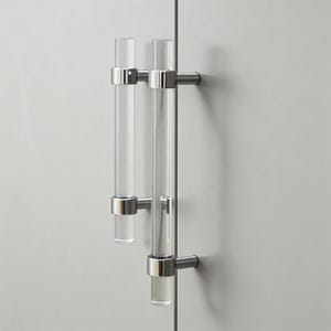 Kledingkastgreep van messing en acryl, zilver transparant minimalistisch handvat
