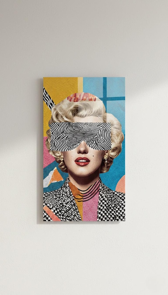 Retro Pop Art Woman Glass Wall Art – Op Art Zebra Sunglasses Portrait – UV Printed 4mm Tempered Glass Color Block Modern Decor