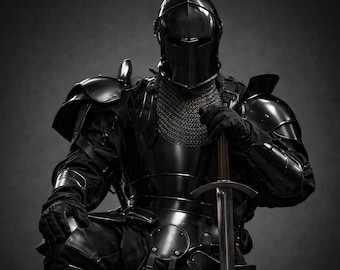 Completo da cavaliere medievale Barbuta con armatura completa / Elmo da crociato in acciaio Barbuta e armatura a piastre / Costume da rievocazione LARP indossabile