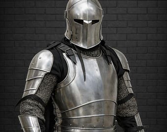 Wearable Barbuta Knight Armor Suit – Medieval Full Steel Costume
