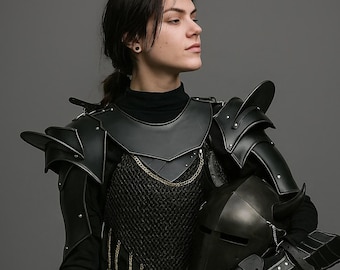 Medieval Lady Steel Armor Set | Barbuta Helmet, SCA LARP Cosplay