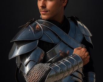 Handgjord medeltida riddare helkroppsrustning | Cosplay-dräkt i polerat stål
