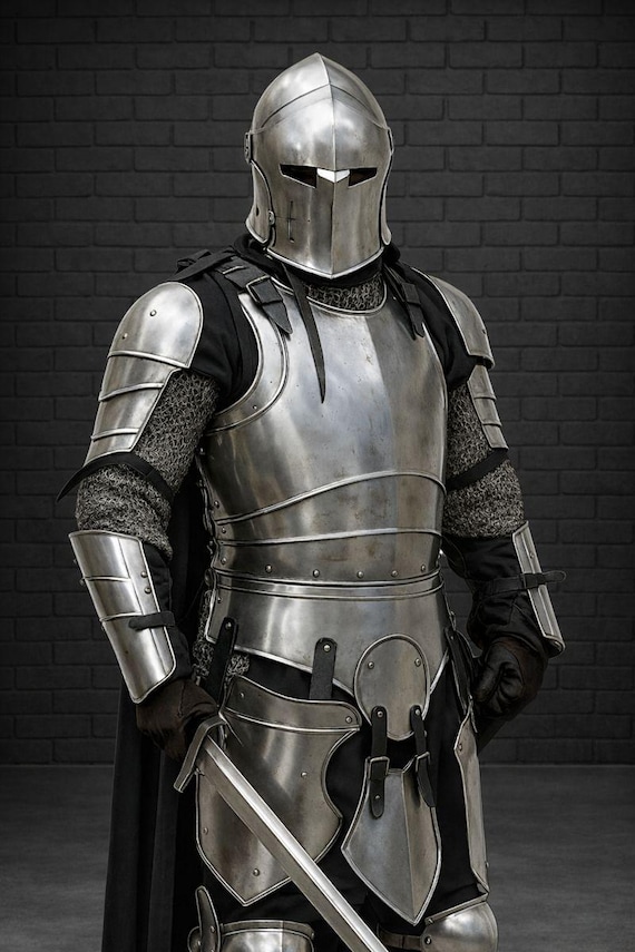 Wearable Barbuta Knight Armor Suit – Medieval Full Steel Costume