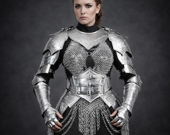 Handmade Steel Lady Knight Armor Set – Medieval Cosplay Costume