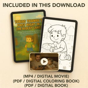 Cuento infantil animado MP4 para dormir, para niños y niñas, una acogedora aventura en el mundo de bloques voxel, un cuento relajante para dormir, descarga instantánea.