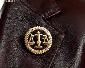 Libra Lawyer Pin Fairness Justice Brooch for Women Men – Astrology Lapel Badge Gift for Lawyers & Zodiac Enthusiasts