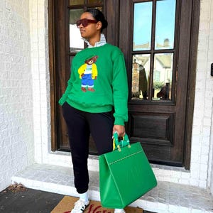 Chi Eta Phi  Pullover Sweatshirt "Chi Bear" Patchwork |  Nursing Sorority  Greek Apparel