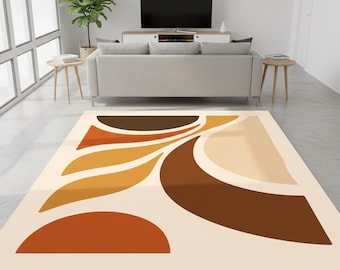 70s Retro Area Rug – Mid Century Modern Geometric Floor Mat