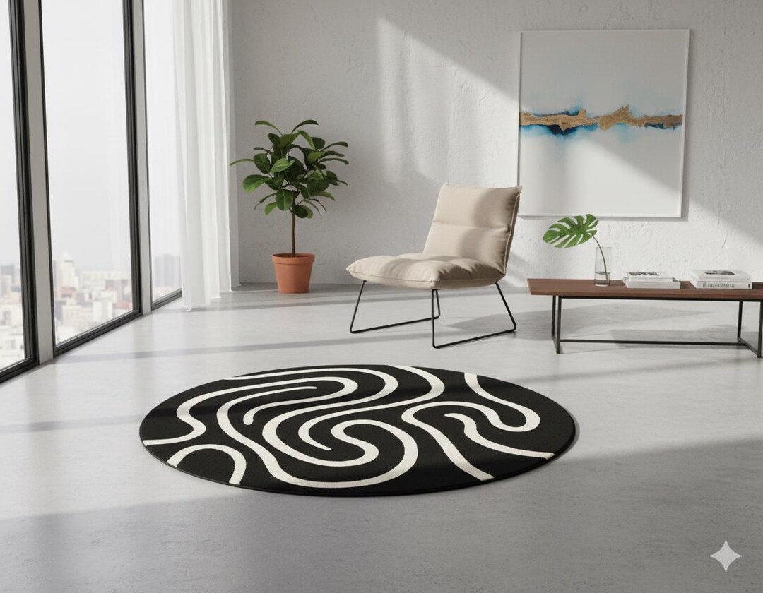 3D Vortex Round Rug, Black and White Swirl Optical Illusion - Etsy