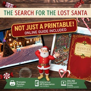 Christmas Escape Room Game for Kids | Search for Lost Santa (AR Photo + Online Animated Guide, Printable PDF) | 4-6 years