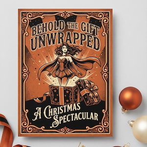 Carnival Christmas Card, Behold The Gift Unwrapped Printable, Circus Art