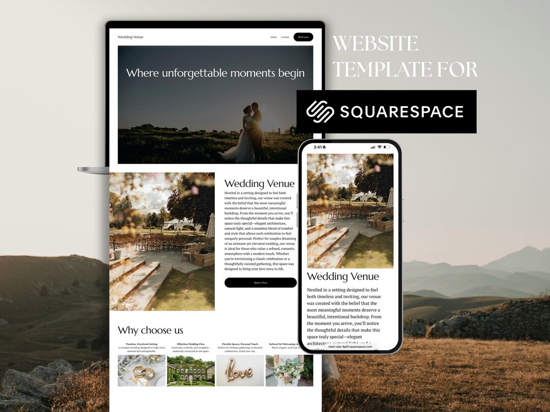 Squarespace Template for Wedding Venue or Event Space Etsy