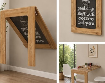 Mesa plegable de pared con estructura, mesa de cocina y comedor que ahorra espacio, escritorio Murphy de tamaño personalizado (60 x 90 cm)