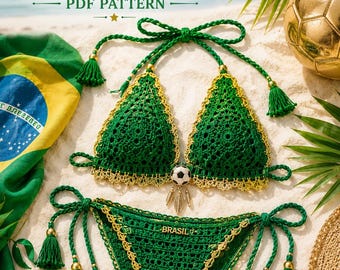 Crochet Bikini Pattern Bundle, Football Inspired, Beginner Friendly (PDF Download)