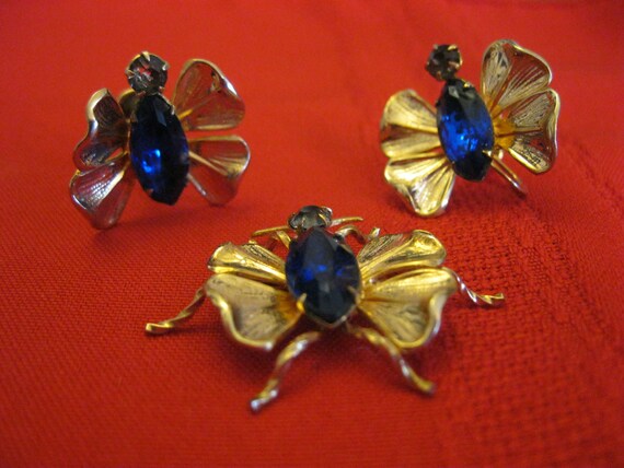 Butterfly pin with matching earrings - image 1