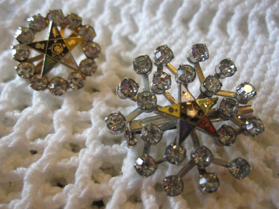 Two "Order of the Eastern Star" (OES) prong set p… - image 6