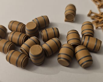 20 Mini Beer Barrels with Holders – H0 Scale Cheers for Your Diorama!