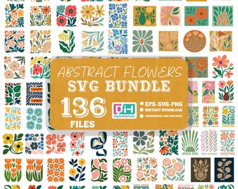 Bundle svg fleur abstraite, fleur bohème, fleur danoise svg, svg fleur rétro, svg fleur bohème, png floral, png floral boho, fleur Boho Png