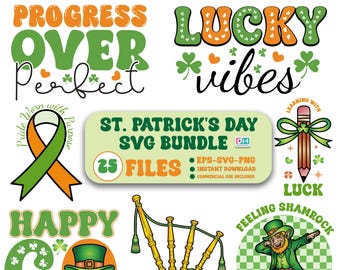 St Patricks Day SVG Bundle, Shamrock, Leprechaun Graphics (téléchargement numérique)