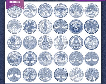 Bundle SVG vitrail arbre, Mandala nature SVG, arbre forestier PNG, Eps, découpe laser Cricut, téléchargement numérique