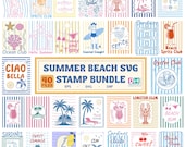 Coastal Summer SVG Bundle, Beach Clipart Bundle, Ocean Beach Vacation Designs, Sardines Lobster Cocktail, Boho Summer Sublimation.