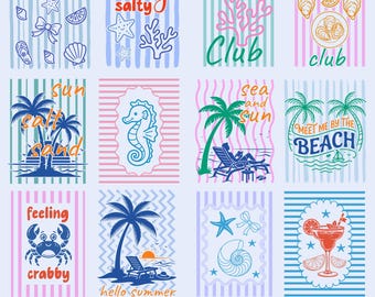 Ensemble SVG côtier d'été | Vacances à la plage SVG PNG EPS | Fichiers coupés océan tropical | Lot plage d'été Cricut | Téléchargement numérique