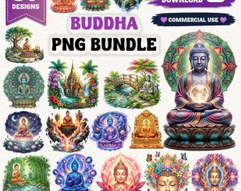Bouddha PNG Bundle, méditation spirituelle des cliparts, sublimation de bouddha zen, mandala yoga PNG, clipart fleur de lotus, décoration yoga, religion de Bouddha