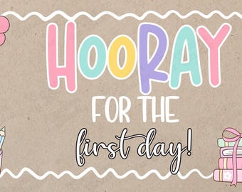 Banner editable para el primer día de clases / Decoración para el aula de regreso a clases (Descarga digital)