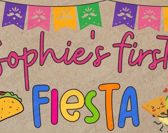 Banner editable de cumpleaños con temática de fiesta mexicana / Banner para la primera fiesta mexicana / Plantilla de Canva / Decoración de cumpleaños mexicana / Banner imprimible de 2x6