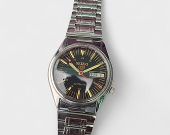 ヴィンテージ セイコー5 自動巻き メンズウォッチ：ブラウン文字盤