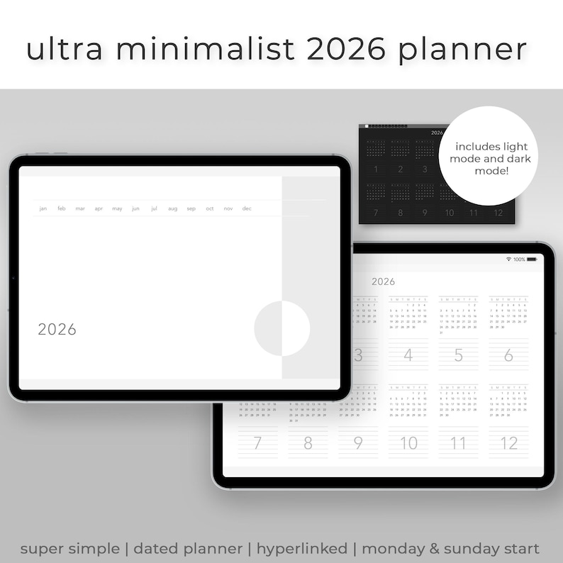 2026 Minimalist Digital Planner for iPad & Goodnotes | Dated | Monthly ...