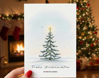 Personalizable Digital postcard Christmas tree print | minimalist Christmas design wall art | high resolution 2K