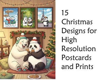 15 Cute Christmas Animals Postcard Album (High Resolution - Digital)