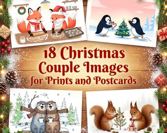 18 Printable Christmas Couple Photo Design, Romantic Holiday Wall Art, Postcard Print, 3:2 Ratio, 2k High Resolution, Digital Download