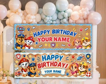 Puppy Rescue Birthday Banner, Boy Birthday Party Banner, Cute Dog Party Decor, Adventure Birthday Garland, Editable Canva, Printable Banner
