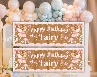 Editable Fairy Birthday Banner Template, Fairy Party Decor, Enchanted Garden Birthday Banner, Magical Birthday Party, Canva Printable