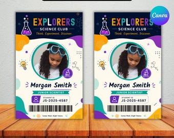 Science Birthday VIP Badge Template | Editable Science Party Name Badge |  Birthday VIP Pass | Edit Online with Canva | Digital Download